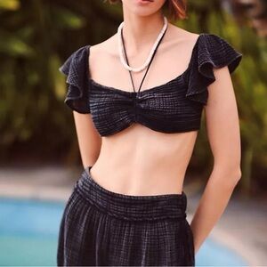 Anthropologie Daily Practice The Jerry Cinched Top Black Womens Sz  XS